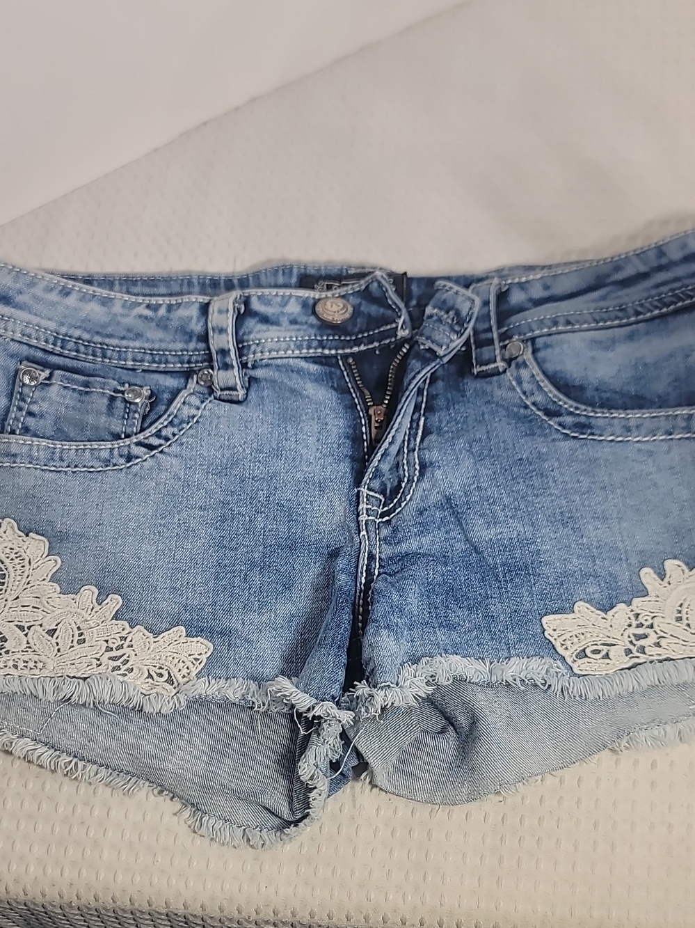 Shyanne Light Blue Denim Waistband Detail Shorts